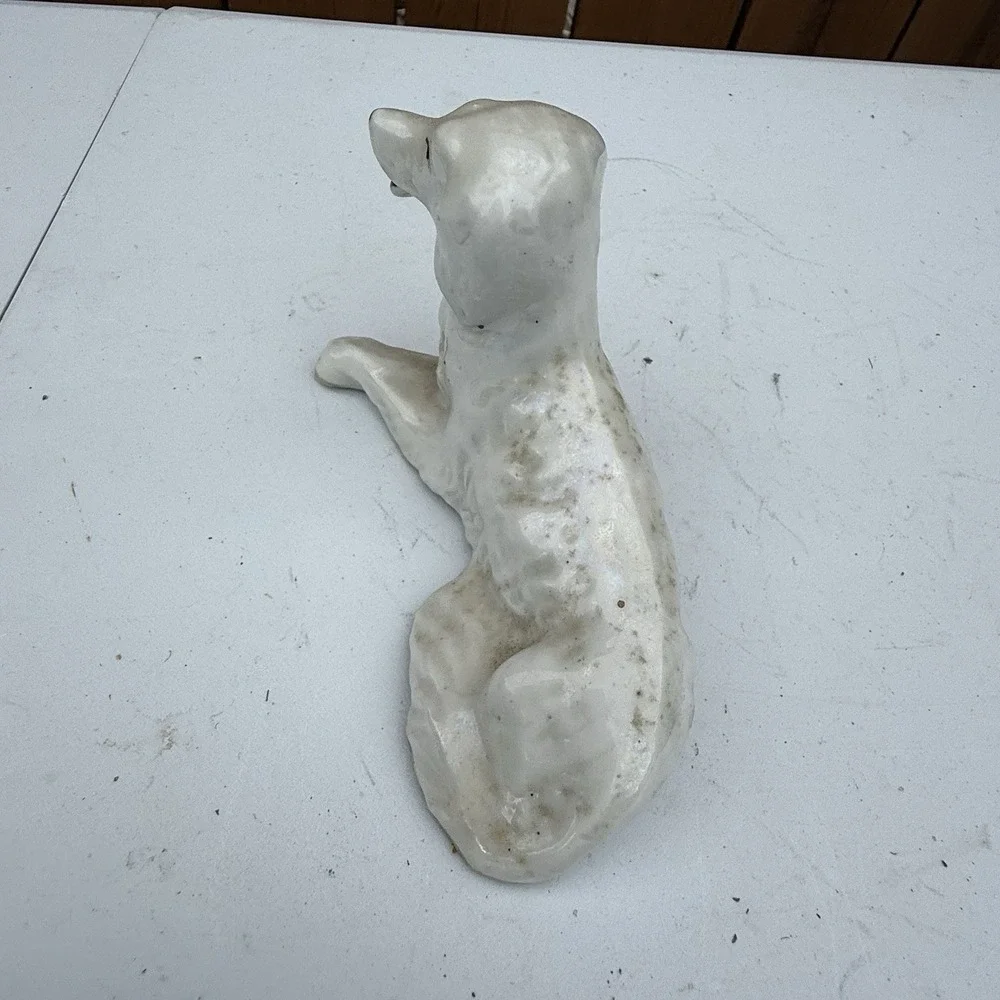 Vintage Porcelain Glazed White Dog‎ Made In Japan.